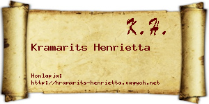 Kramarits Henrietta névjegykártya